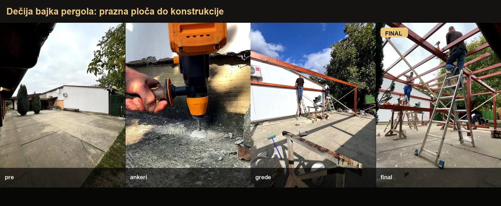 Pergola - Dečija bajka - faze izgradnje, od pripreme do gotovog