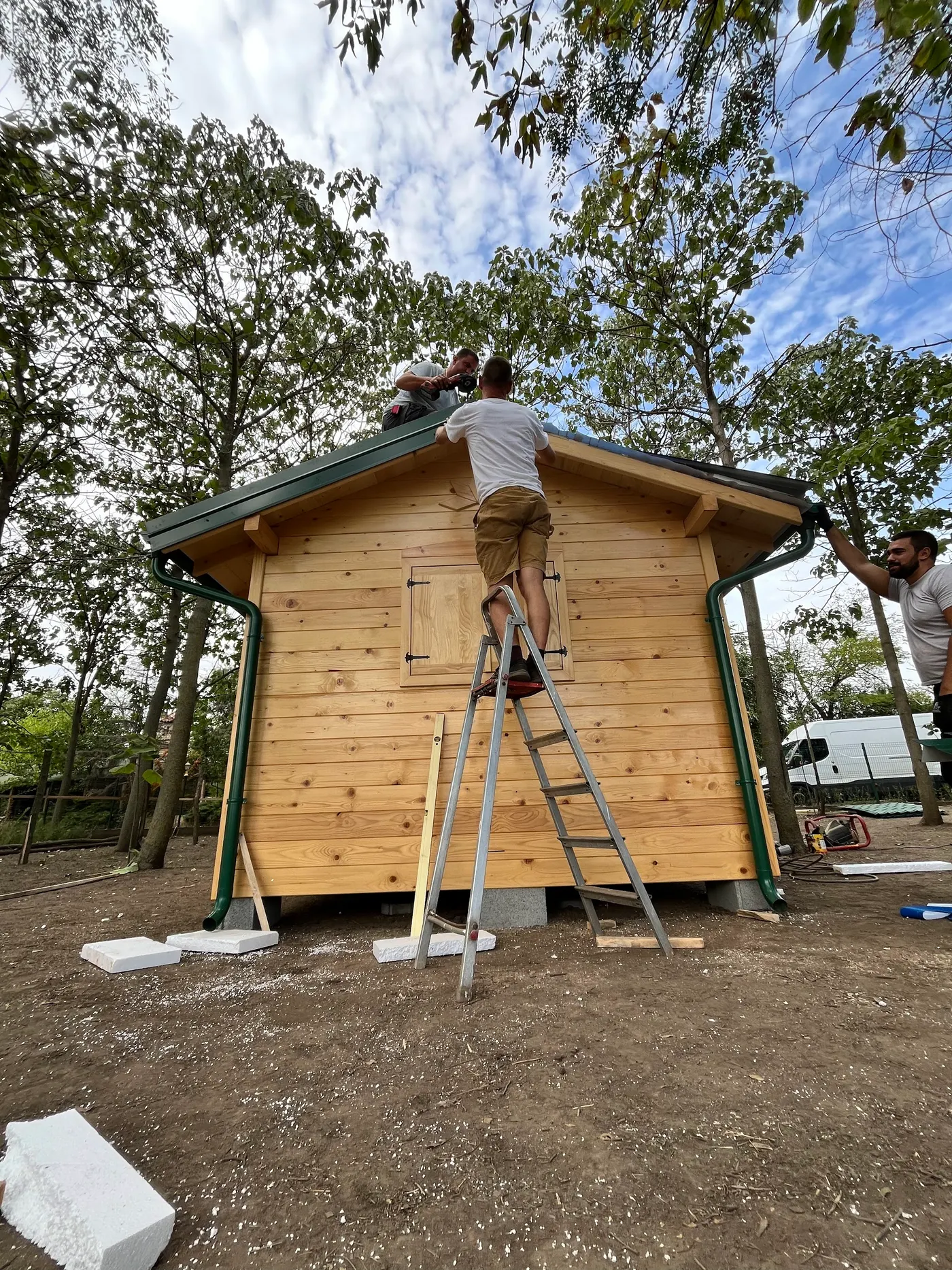 bright wooden garden cabin under trees after construction - Zmajevo - frame 24