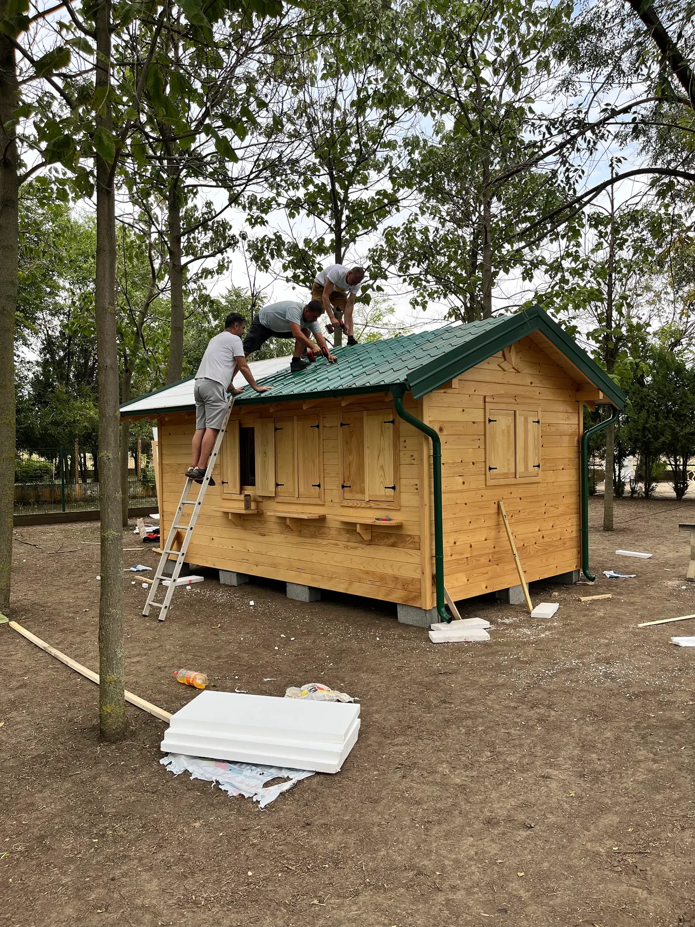 bright wooden garden cabin under trees after construction - Zmajevo - frame 31