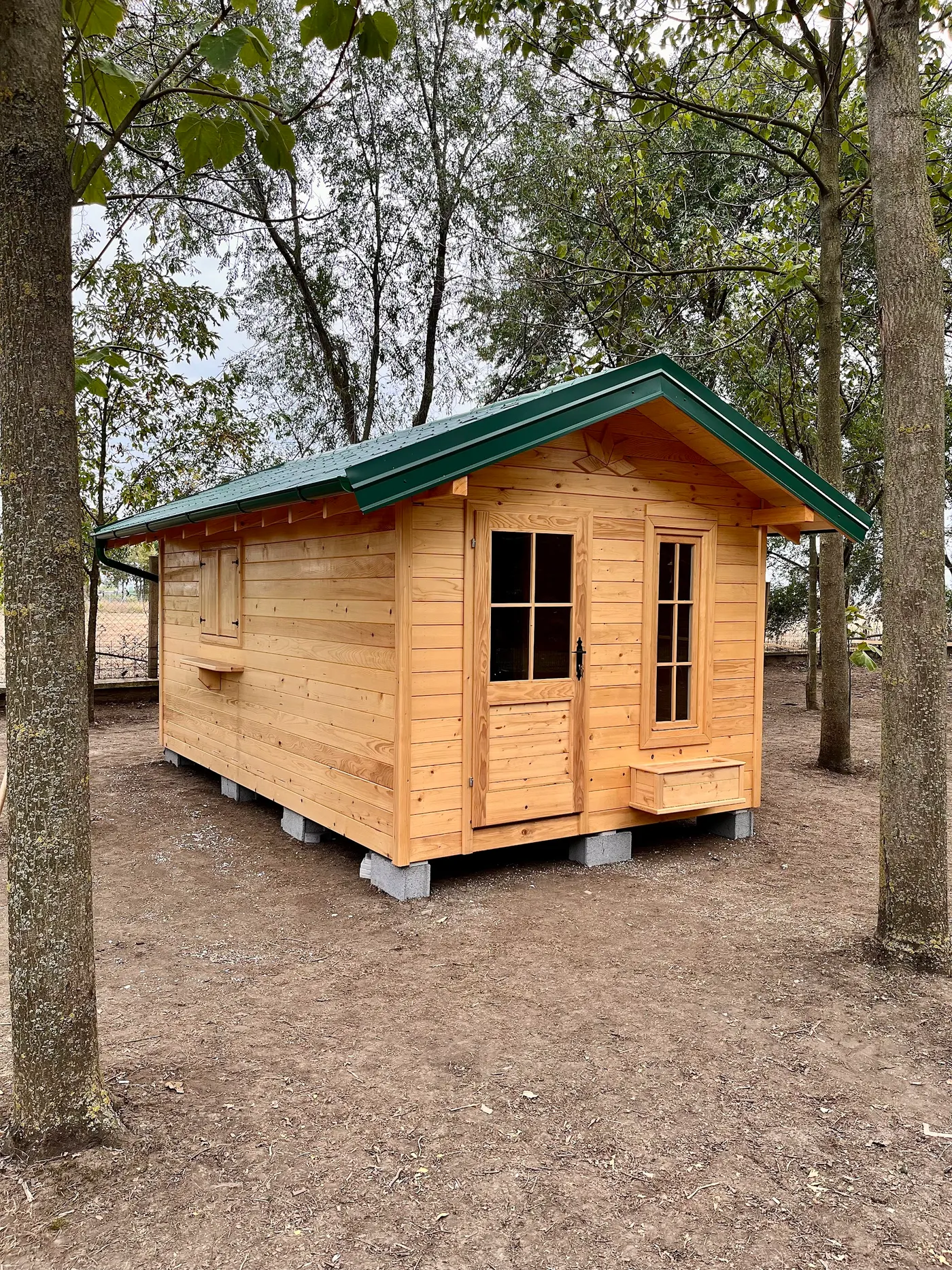 bright wooden garden cabin under trees after construction - Zmajevo - frame 35